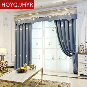

Modern Pastoral high quality 3D embroidered windows curtains for bedroom kitchen living room luxur drapes Custom finished