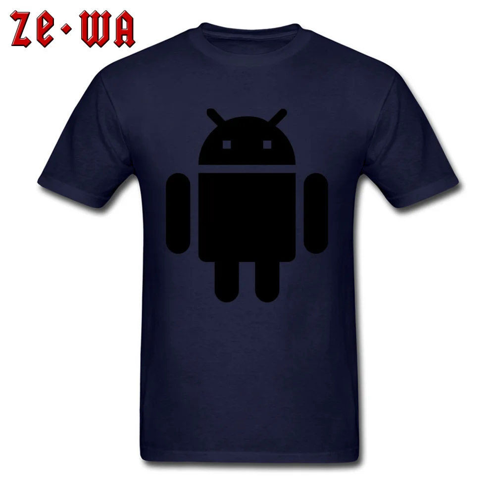 Comics T-Shirt Funny Crew Neck Android Cotton Male Tops T Shirt Classic Short Sleeve Tops Shirts Free Shipping Android navy