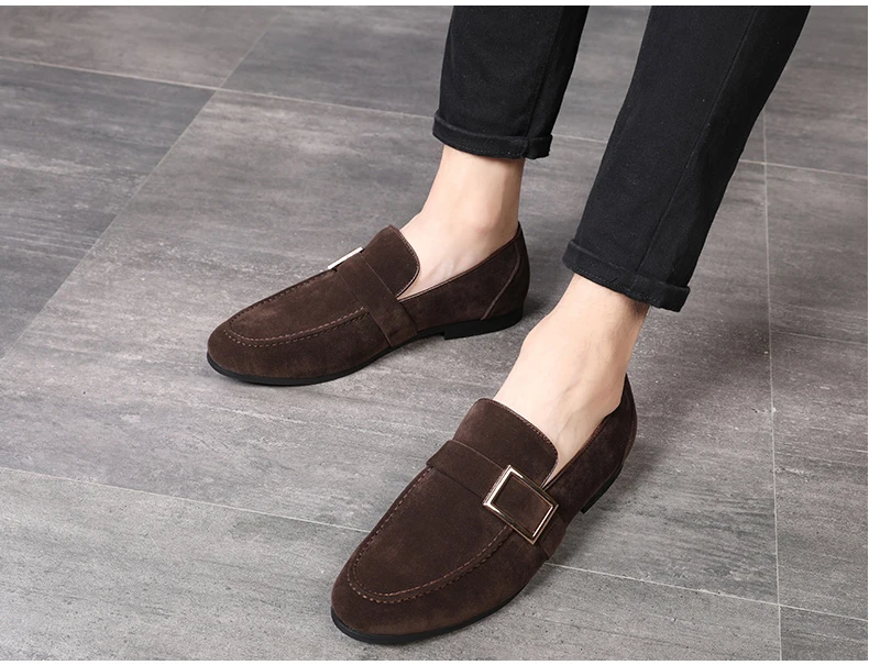 Mens Casual Shoe Business Mens Shoes Formal Leather Black Slip-on Men Loafers Dress Shoes Breathable PU Suede Driving Shoe Brand (9)