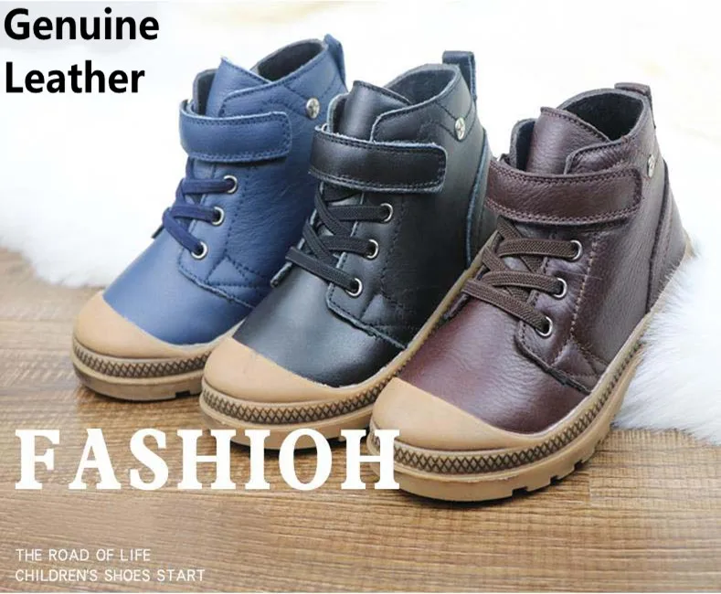 

Super Quality 1pair boy Genuine Leather Children winter snow boot +inner cm 16.7-20cm, Kids Shoes