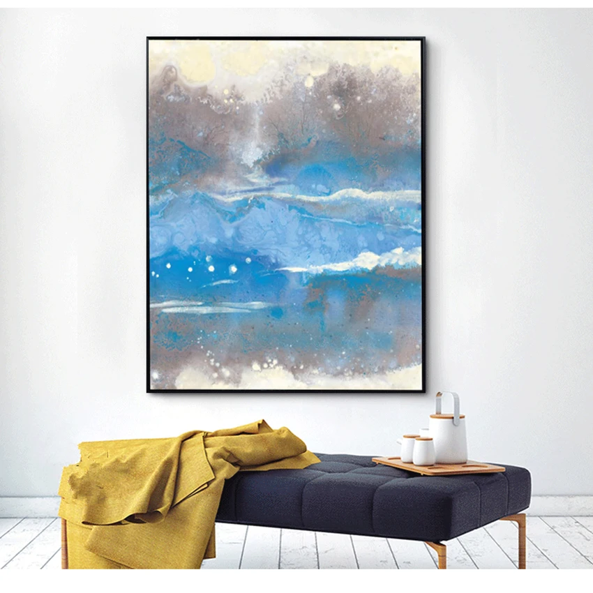 

Modern Abstract Oil Painting Canvas Printings Wall Art Picture Home Decor Living Room Blue Impressionism Paintings