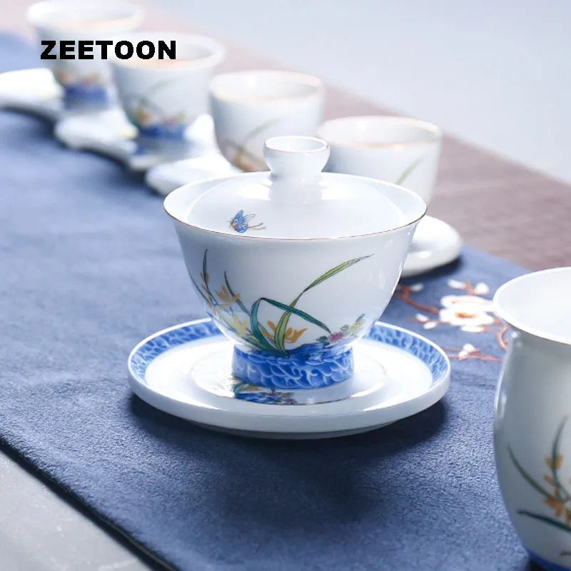 150 мл Gaiwan керамический чайный горшок мастер-чашка чайник сине-белый фарфор