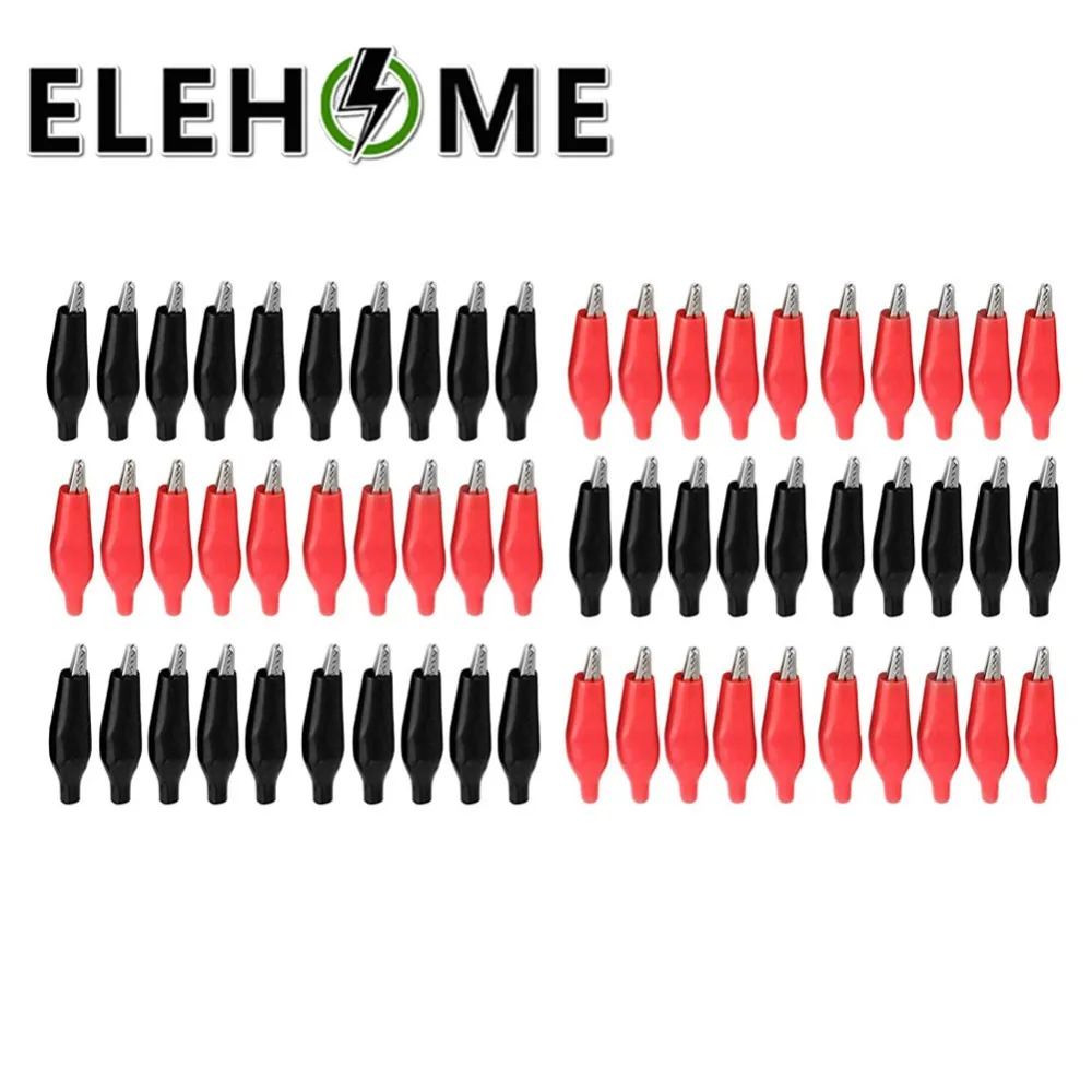 

Alligator Clip Pure Copper Electrical Test Crocodile Alligator Clip Clamp G98 28mm Black Red Jumper Wire Clamp with Cover XF30