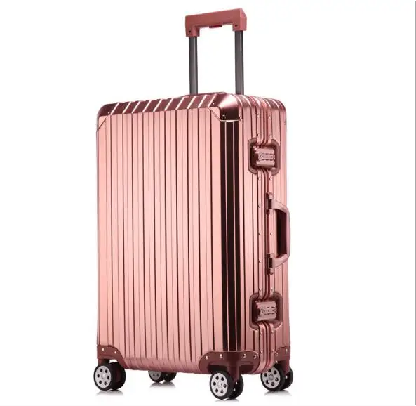 20 inch 29 Aluminum-magnesium Alloy Rolling Luggage Boarding Spinner Wheel Suitcase valise Trolley Hardside Box XL030 - Цвет: Rose gold