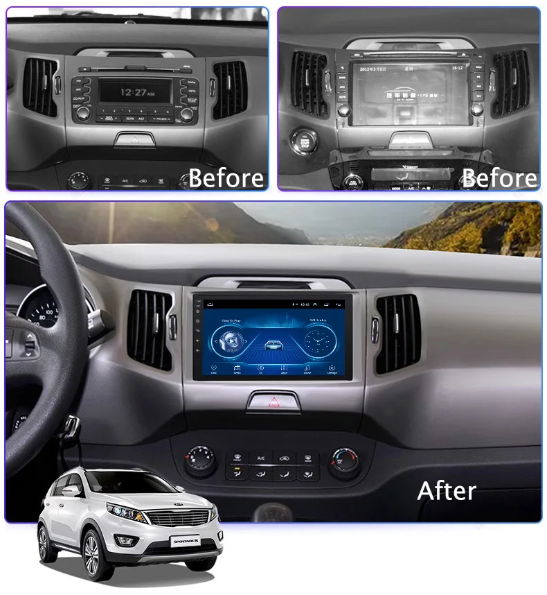 Excellent 9 inch Android 8.1 2.5D Tempered HD Touchscreen Radio for KIA Sportage R 2010-2016 with Bluetooth USB WIFI support SWC 3