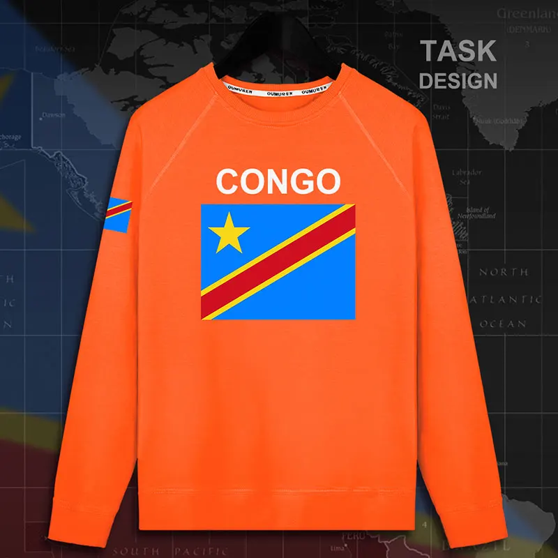 DR Congo COD DRC DROC Congo-Kinsha, мужские пуловеры, толстовки, Мужская толстовка, уличная одежда, хип-хоп флаг, спортивный костюм 02 - Цвет: roundneck-orange