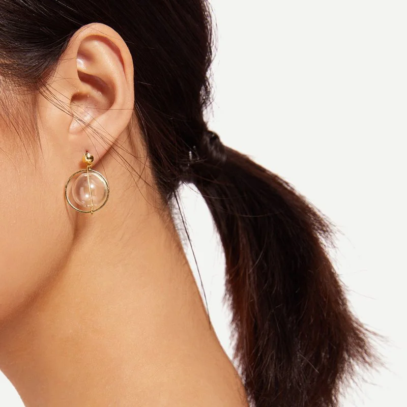

Bubble Circle Dangle Earrings For Women 2019 ins Simple Transparent Glass Ball Drop Earrings Jewelry Earrings femme bijoux