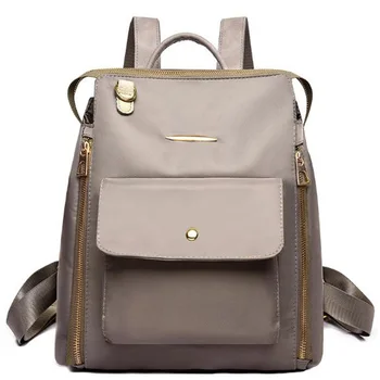 

NEW-Waterproof Oxford Cloth Backpack Ladies Casual Large Capacity Lightweight Wild Backpack Simple Outdoor Travel Bag Khaki