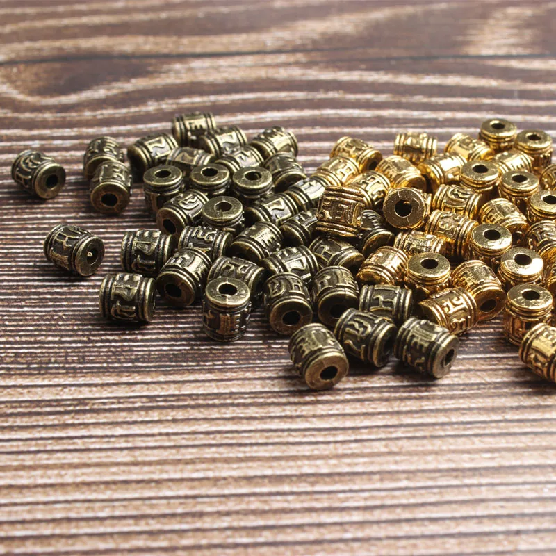 

LanLi 7mm 27pcs Om Mani Padme Hum Barrel beads DIY men and women bracelet necklace ankle and Accessories wholesale