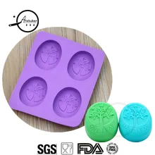 Atekuker Oval Tree Shape Silicone Soap Mold Handmade Soap Form Silicone Form For Soap Making Jelly Mould