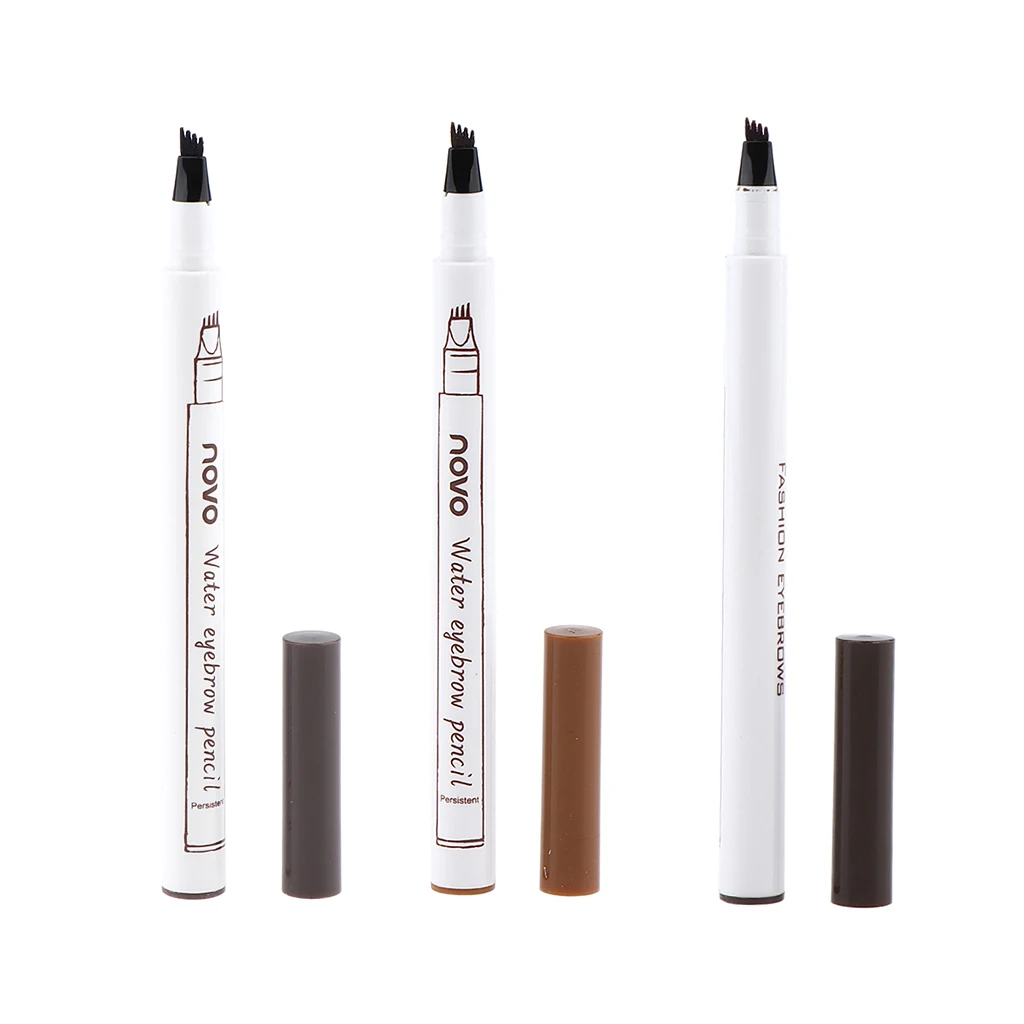 Eyebrow Tattoo Pen - Waterproof Microblading Eyebrow Pencil with Micro-Fork 4 Tip Applicator Creates Natural Looking Eyebrows