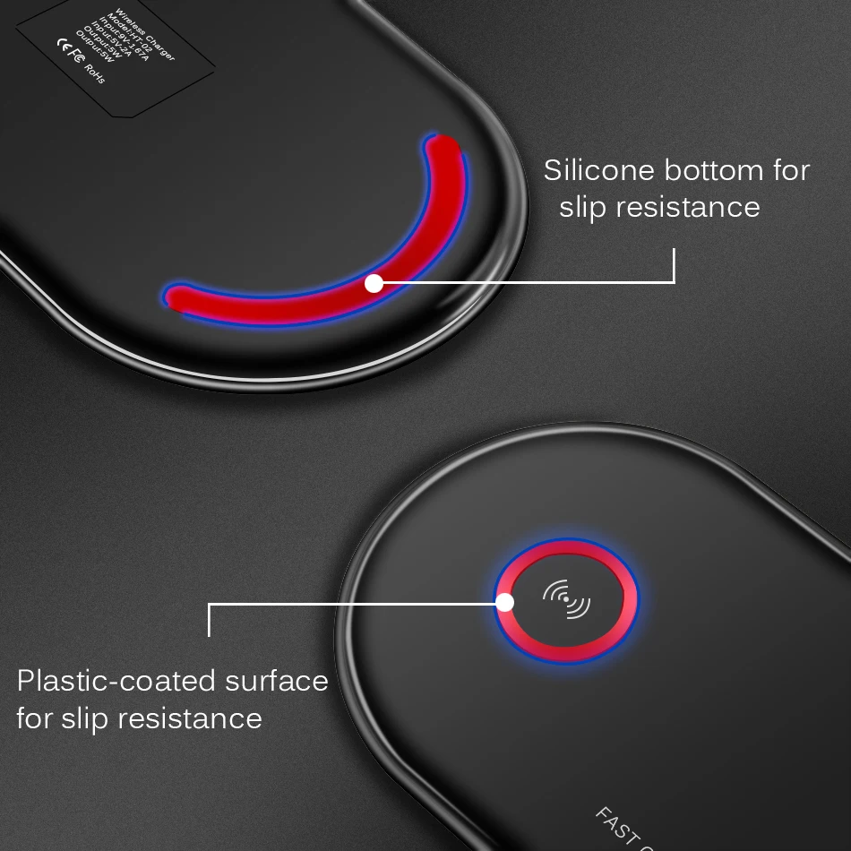 Double Seat Wireless Charger Pad 5W & 10W Fast Charging for iPhone 7.5W 8 X Samsung Charge Mobile Phone QI Device CinkeyPro 6