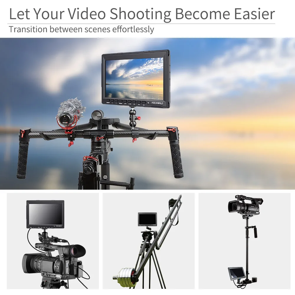 Feelworld 7 &quotIPS ультратонкий дизайн 1280x800 HD HDMI на камеру полевой монитор с сенсорным