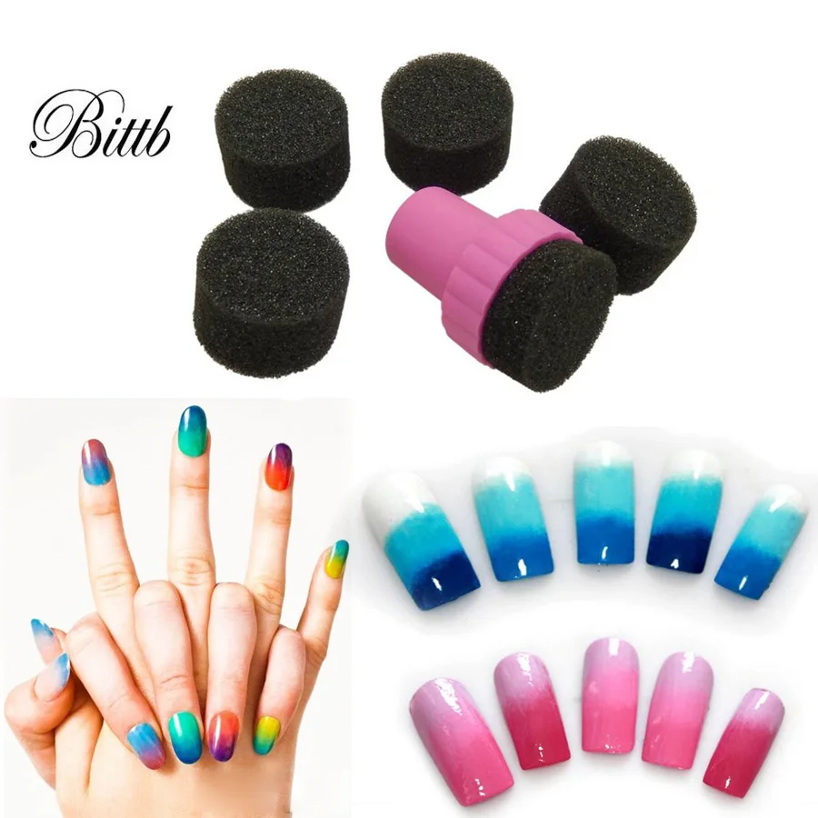 

Bittb 1 Set Nail Art Sponge Template Transfer Stamper Polish Stamping Manicure Gradient Change Color Nail Decoration DIY Tool