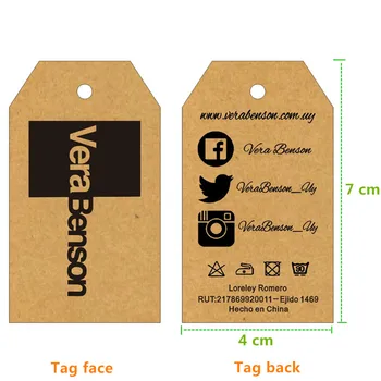 

1000PCS , 4 * 7 cm Custom logo 350GSM Retro kraft paper tags swing hang tag for Jeans/toy