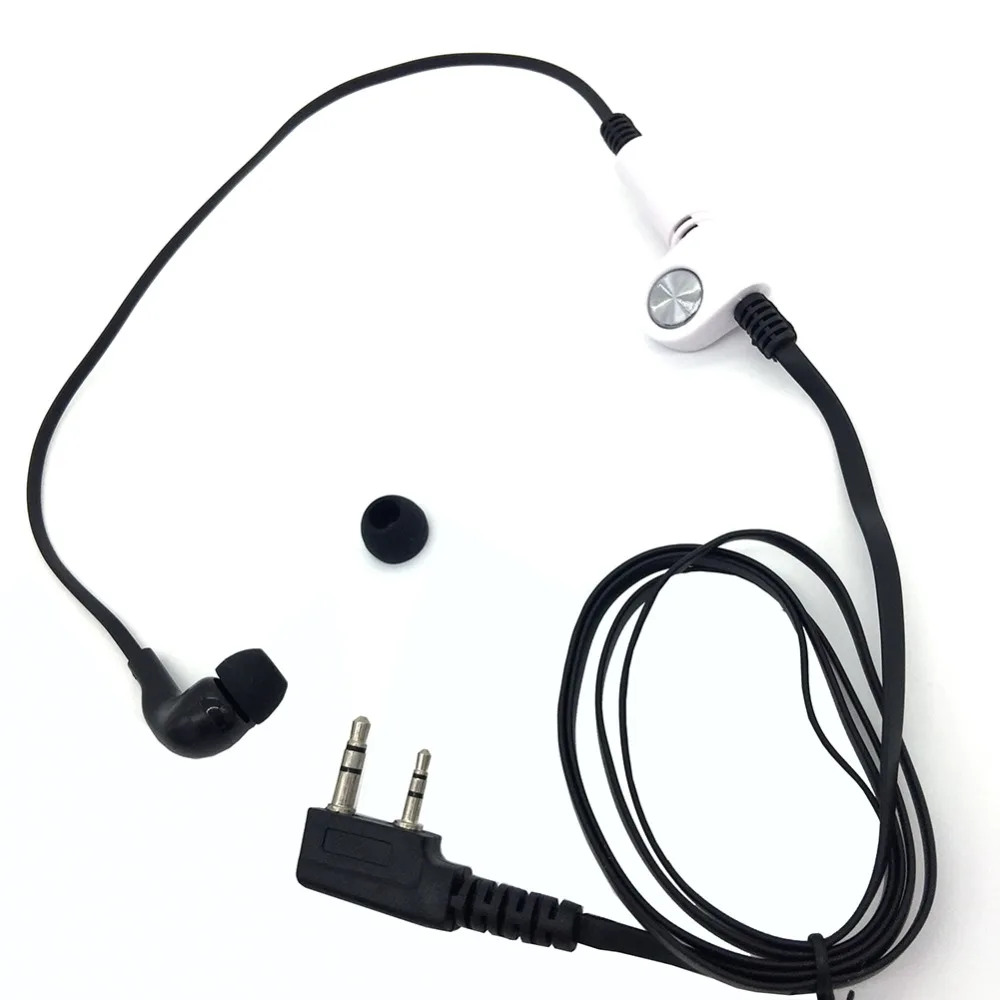 10X colorful walkie talkie earbud in-ear style flat wire earpiece with push to button (ptt) mic.  one wire earphone headset (2)