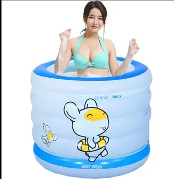 

100cm Green padded folding bathtub household inflatable adult children round plastic bath bath barrel