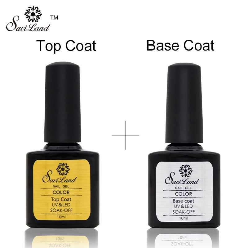

Saviland 2pcs/set 10ml Top and Base Coat Non Cleansing Soak Off Nai Gel Polish No Sticky Gel Nail Cover Clean Free
