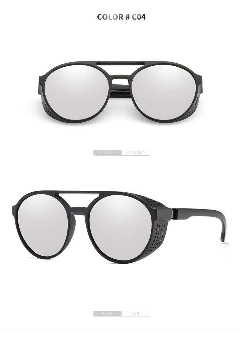 Новые модные стимпанк Солнцезащитные очки мужские круглые боковые сетчатые стильные солнцезащитные очки Брендовые дизайнерские винтажные очки панка