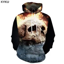 KYKU Brand Skull Sweatshirts men Metal Hoody Anime Flame Hoodie Print Military 3d Printed War Sweatshirt Printed Unisex Funny