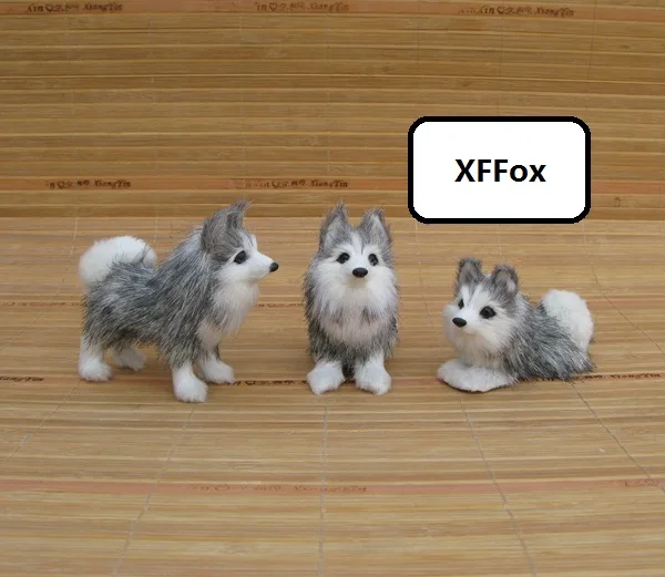 

3 pieces a lot real life husky models plastic&furs cute dog dolls gift about 9-11cm xf1474