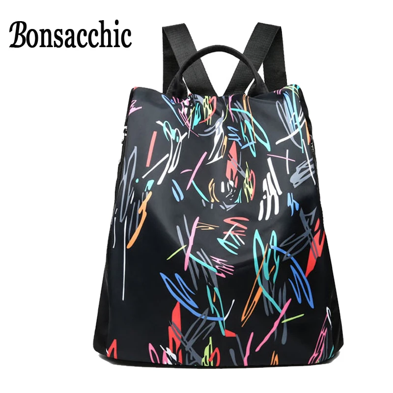 

Bonsacchic Printing Backpack Female Schoolbag Backpack for Adolescent Girls Personality Computer Backpacks Women Shoulder Bag