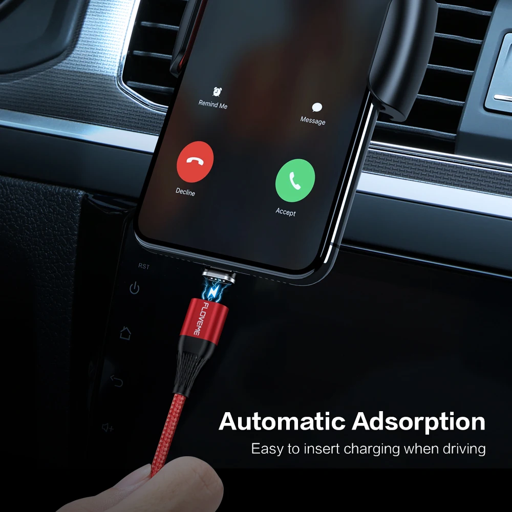 FDBRO 3A كابل USB مغناطيسي نوع C المصغّر usb كابل ل فون 1 M سريع شحن سلك النايلون LED المغناطيسي شاحن البيانات الحبل كابو