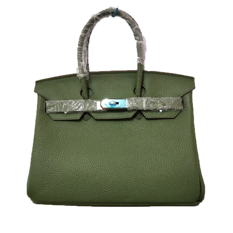 

2019 High Quality Real Leather Famous Brand with logo platinum bag 35CM with Lock women handbag Genuine leather famous brand