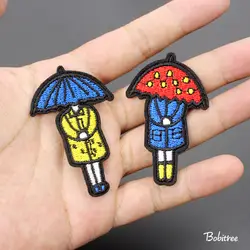 Мультфильм дождь зонтик человек женская одежда патч Вышивка Утюг на для одежды наклейки одежды Аппликации