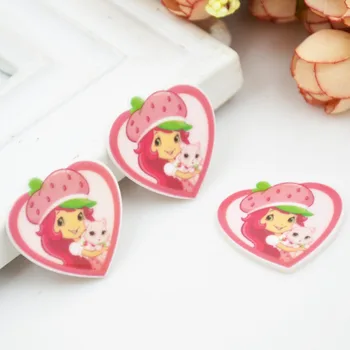 

Kawaii cartoon flat back planar resin Strawberry Shortcake Figurine Home garden decoration craft DIY bow hair accessories SXYR