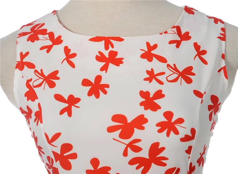 Kostlich Newest O-Neck Floral Print Dresses Summer Hepburn Vintage Dress Women Big Swing Dress Plus Size S-2XL With Sashes (4)