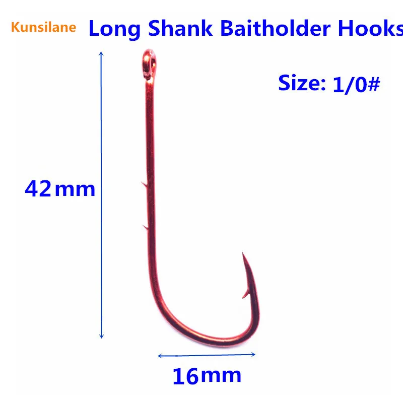 

100pcs 1/0 High Carbon Steel Long Shank Red Fishing Hooks 9293 Chemically Sharpened offset fishhooks