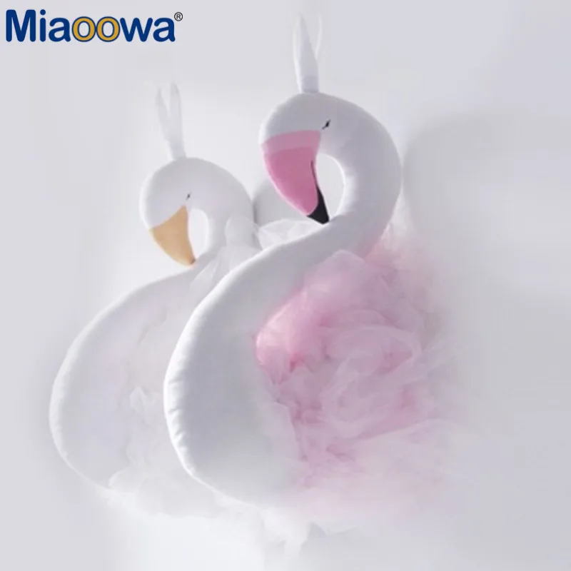 Billig 1pc 40*20cm Nette Liebe Ins Crown plüsch Swan Wand Kunst Hängen Flamingo plüsch Puppe Stofftiere tiere Kopf Wand Dekor Kinder