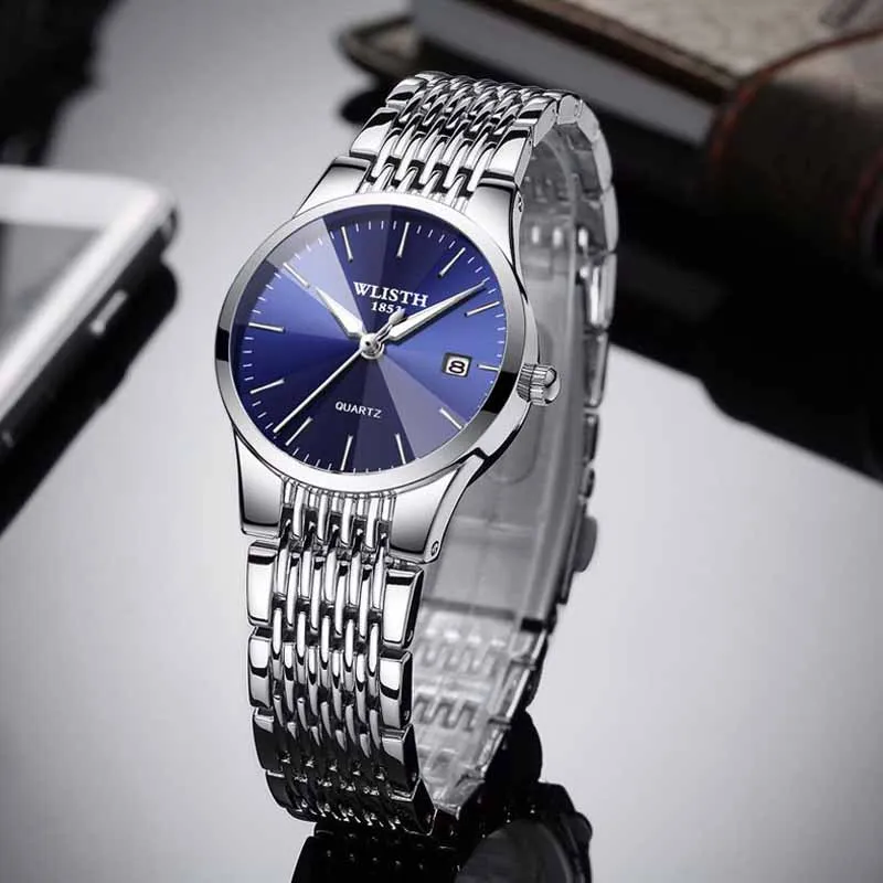 Couple Watch Luxury Waterproof Stainless Steel Watch Men Business Quartz Wristwatches Lovers Watches Free Shipping Sale