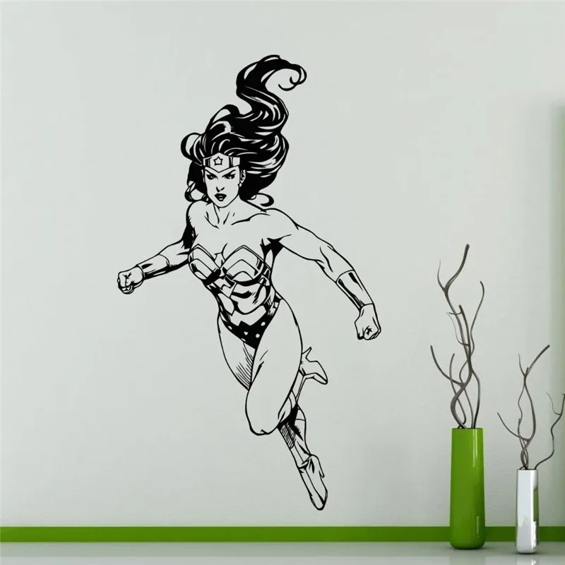 

Wall Decal Vinyl Sticker DC Super Hero Wonder Woman Wall Mural For Girls Kid Rooms House Decoration Design Decor Poster