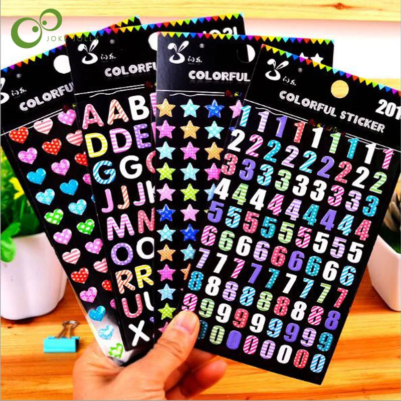 

Colorful digital alphabet crystal Dijiao three-dimensional stickers love star hand account reward child stickers LYQ