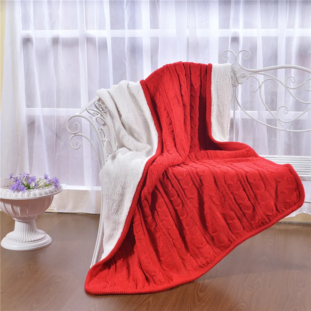 Red Sherpa Blanket warm knitted super soft fleece blankets travel