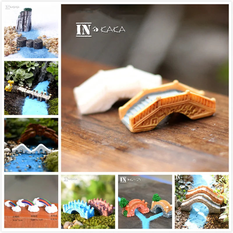 

Resin Vintage Small Bridge Terrarium Figurine Statue Micro Garden Decoration Landscape Miniature Building Model DIY