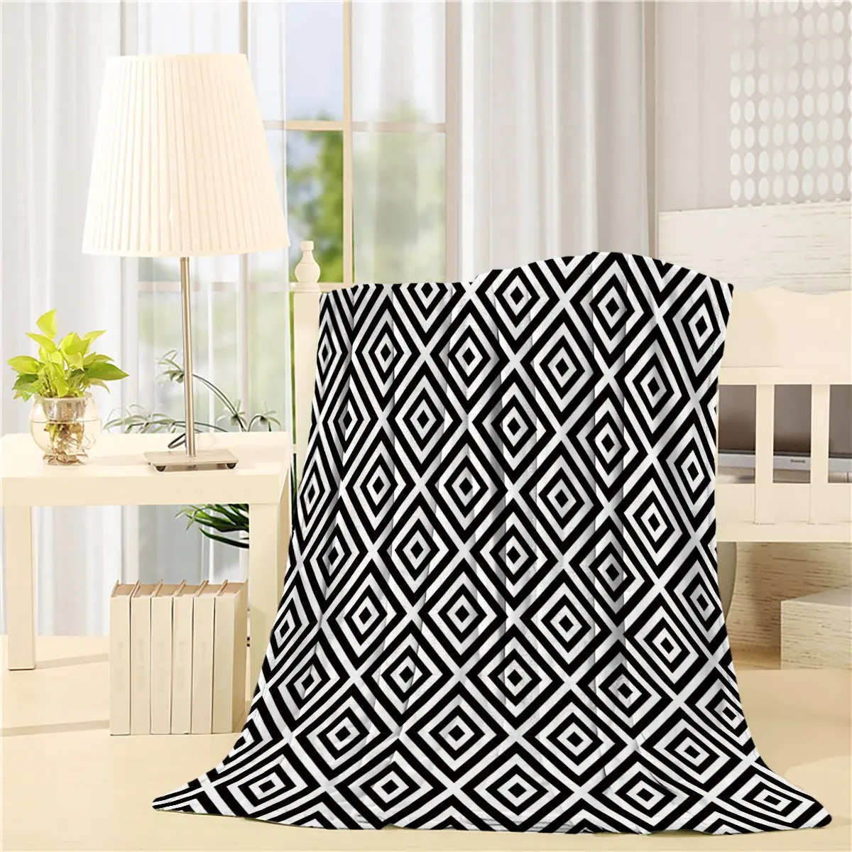 

CHARMHOME New Custom Throw Blanket Warm Geometric Pop Art Stylized Soft Toned Creative Figures with Concept Super Soft Blanket