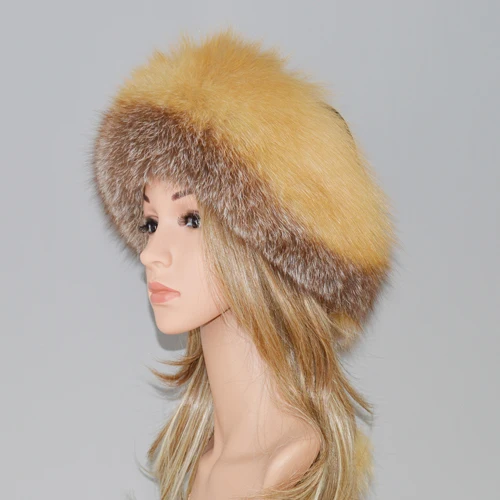 Новая женская шапка из меха лисы для России, чистый натуральный мех лисы, женские модели, высокое качество, настоящий мех лисы, шлем летчика - Цвет: COLOR3