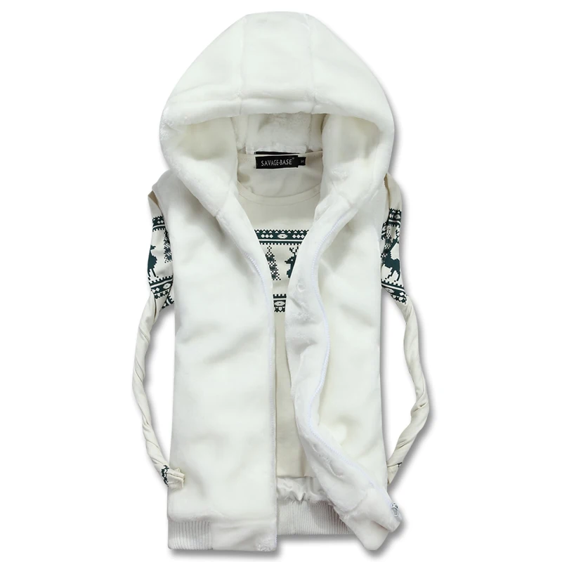 

2017 New Fashion Winter Faux Mink Fur Vest Men Sleeveless Waistcoat MaleThermal Casual Thick Warm Hooded Jacket Outerwear