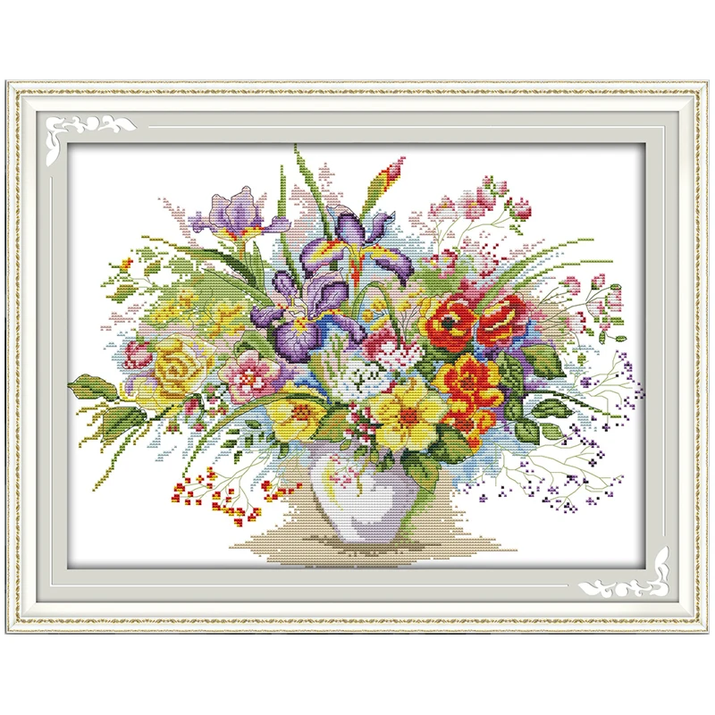 

Blooming Flowers Patterns Counted Cross Stitch 11 14CT Cross Stitch Set Wholesale Chinese Cross-stitch Kit Embroidery Needlework