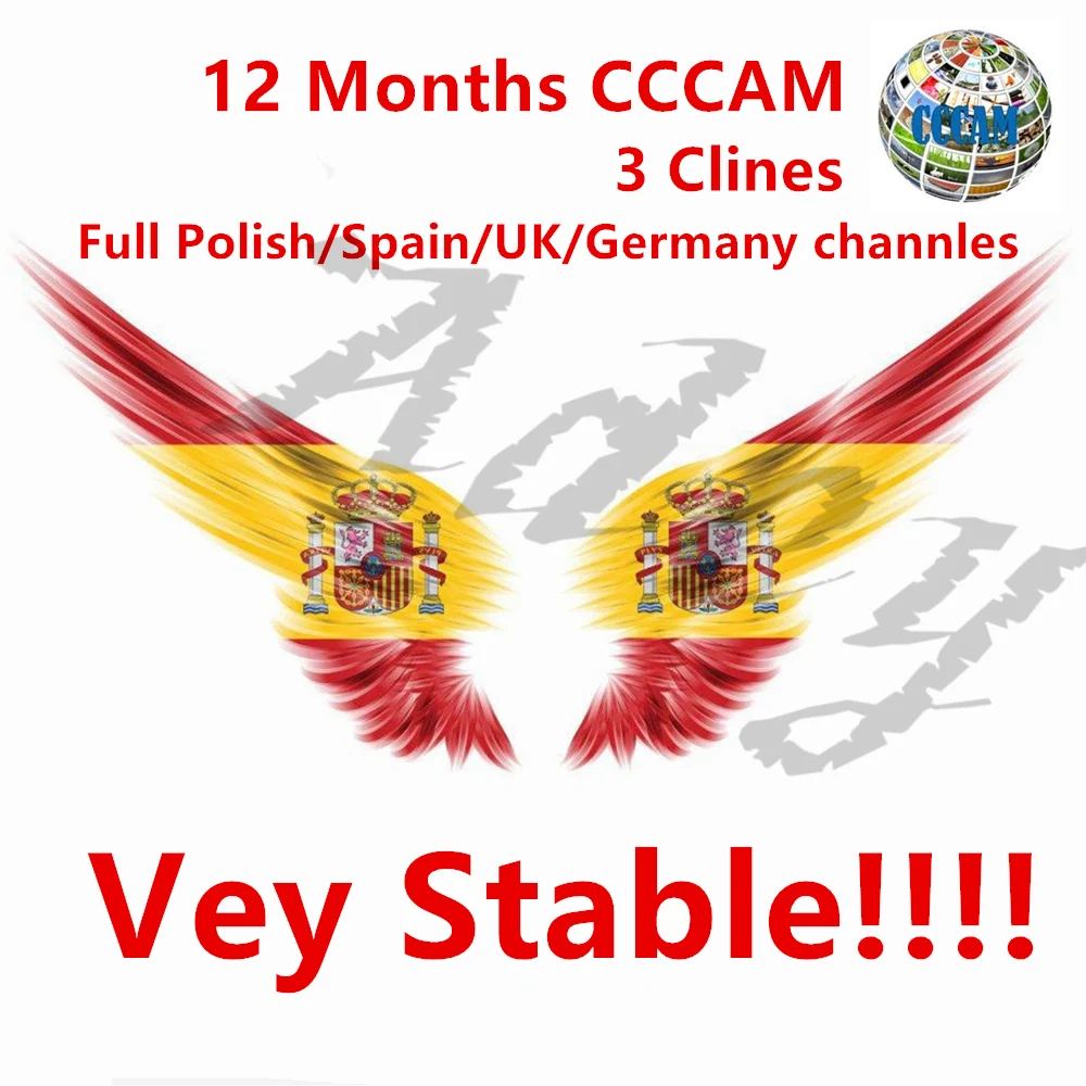 

1 Year Europe Ccams 3 Clines Server For Spain Portugal Germany Poland Italy support DVB-S2 Receptor Satelite TV Receiver