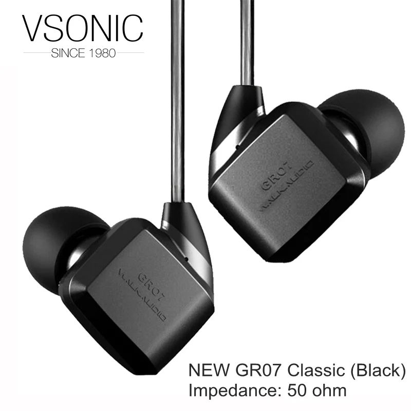 VSONIC HIFI динамические наушники-вкладыши, новинка GR07, классические профессиональные шумоизоляционные спортивные IME - Цвет: GR07 CLASSIC BLACK