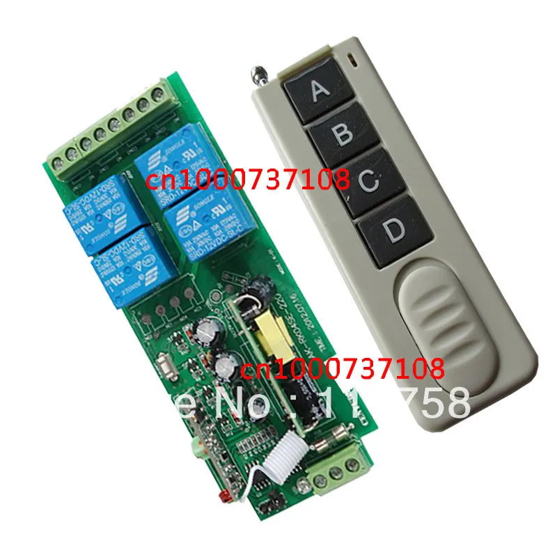 

110v 220V Top Quality 10A 4Ch RF Wireless Lighting control Switch /Remote Controllers /Receiver and Transmitter