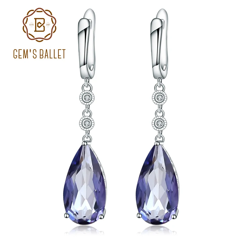 

Gem's Ballet Natural Iolite Blue Mystic Quartz Drop Earrings 925 Sterling Silver Classic Long Earrings For Women Fine Jewelry