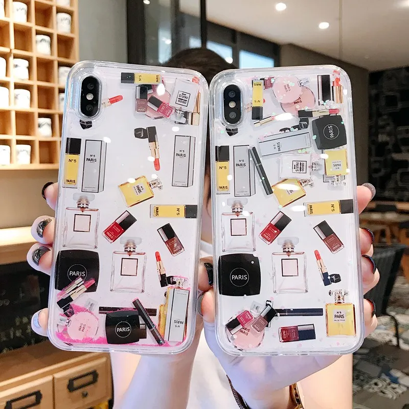 Чехол Quicksand Capinha для iPhone 7 8 6s Plus Косметика макияжа динамическая жидкая жесткая