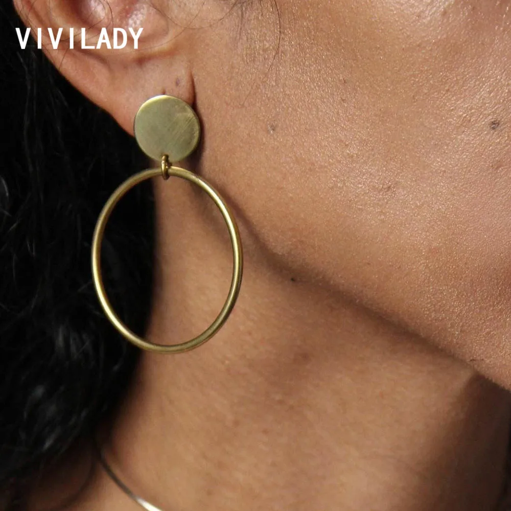 

VIVILADY Simple 4CM Alloy Round Women Hoop Earrings Trendy OL Style Major Minimalist Skinny Party Jewelry Accessories Brincos