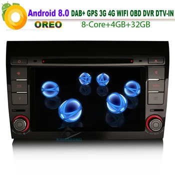 

8-Core Android 8.0 Autoradio Navi CD Canbus DAB+ Car Radio player FOR Fiat Bravo Bluetooth GPS 4G WiFi SD DVD USB BT OBD DVB-T2