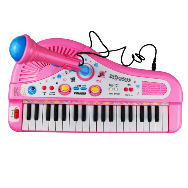 PIANO INFANTIL ELETRÔNICO C/ MICROFONE E EFEITOS DE DJ (ROSA E AZUL)